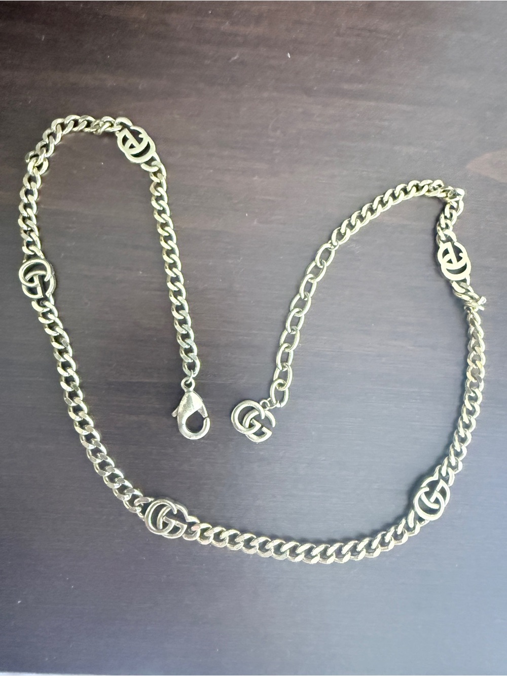 Gold Chain Link Women's Necklace with Signature Double-Circle Accents